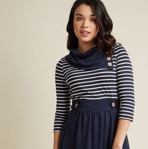 NWOT Navy / White A line Dress Sz M